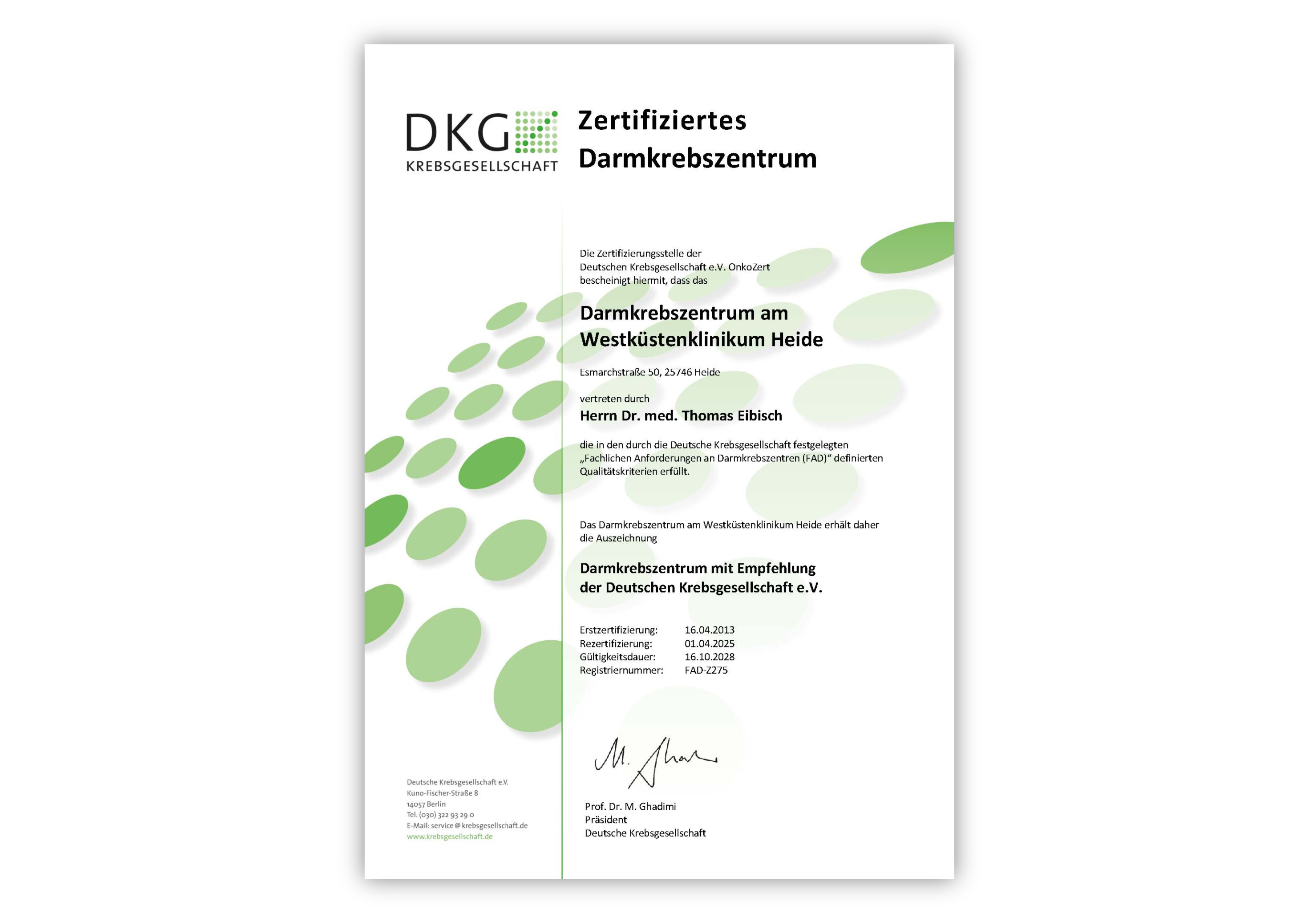 DKG Zertifiziertes Darmkrebszentrum: Darmkrebszentrum am Westküstenklinikum Heide
