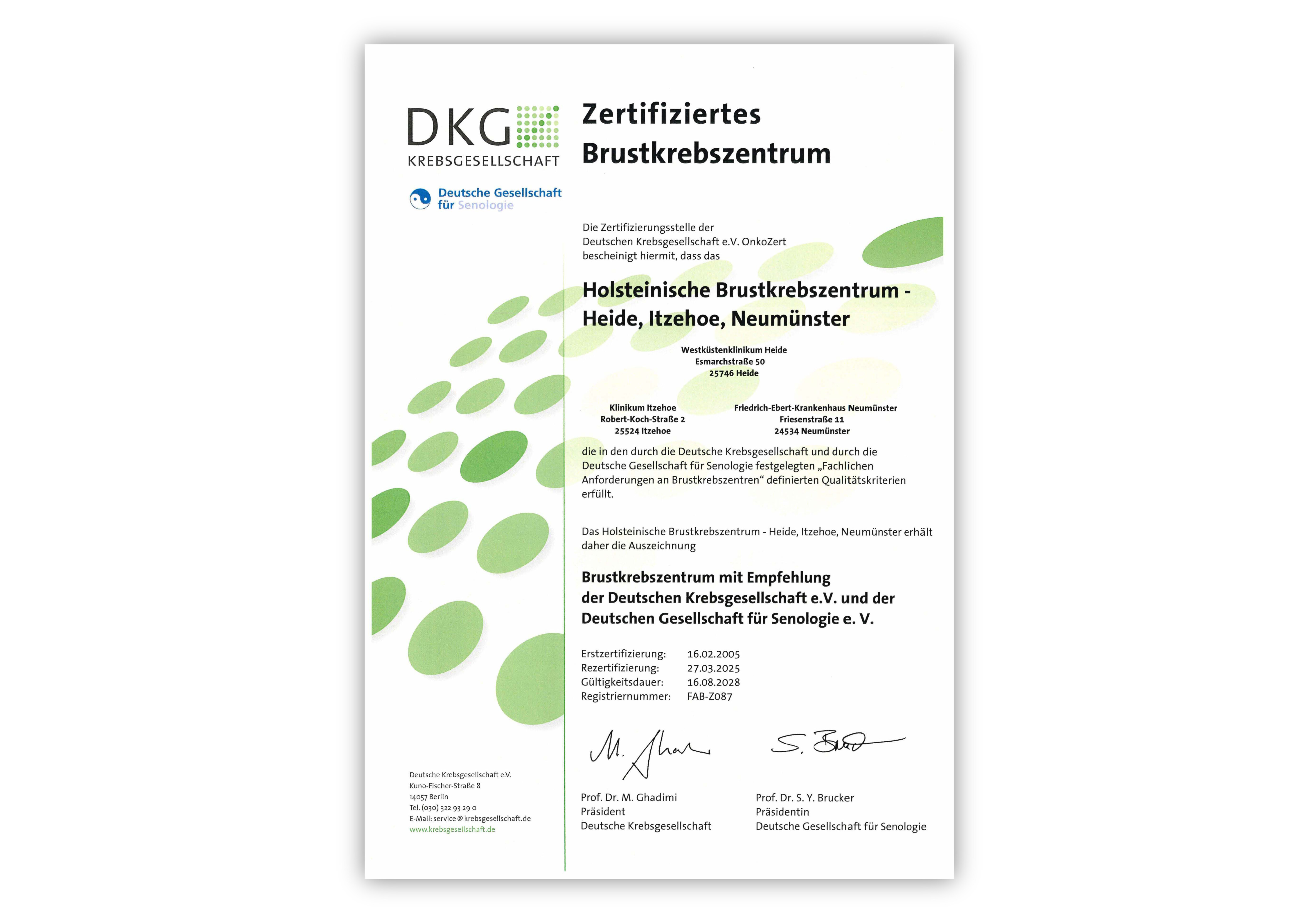 DKG Zertifiziertes Brustkrebszentrum: Holsteinisches Brustkrebszentrum