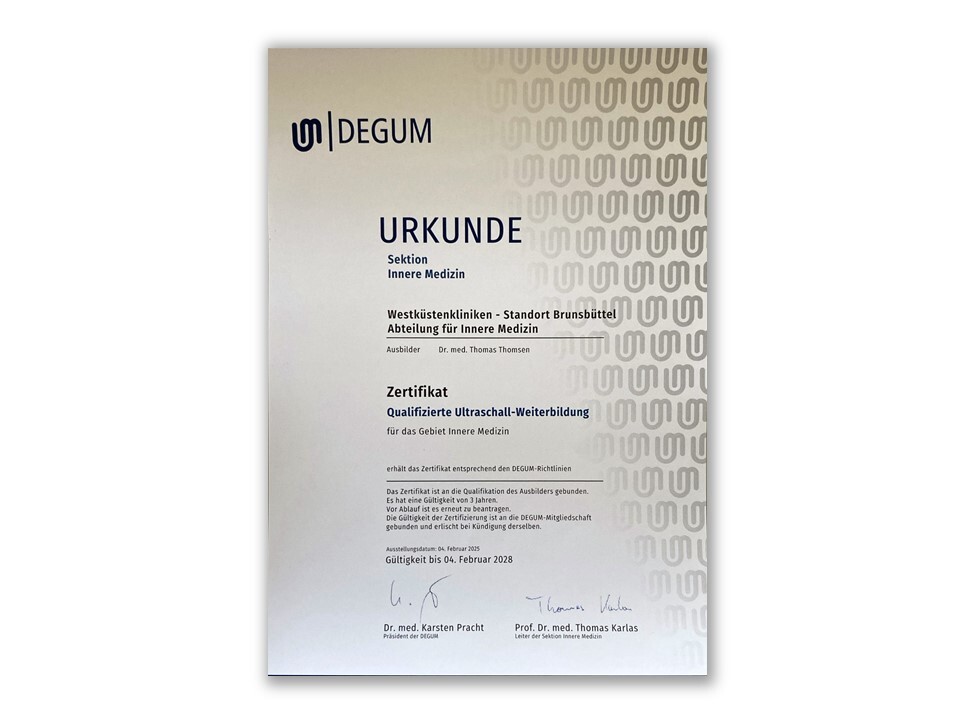Urkunde Innere Medizin Brunsbüttel
