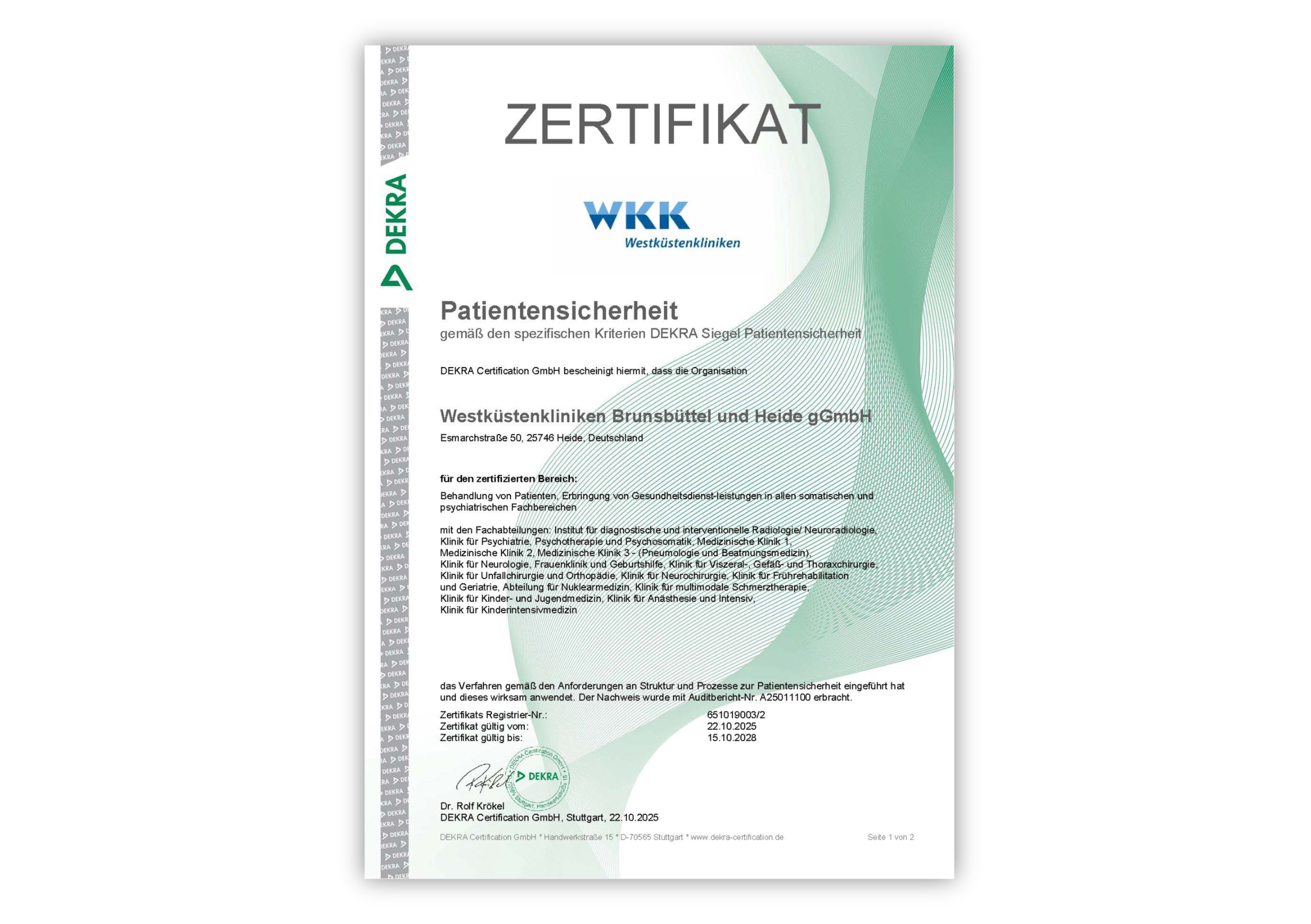 Zertifikat Patientensicherheit