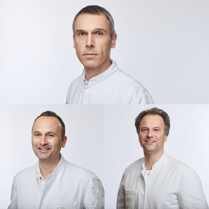 Prof. Dr. Thomas Herrmann, Dr. Thomas Eibisch und Dr. Sven Korte beantworten Fragen zur Darmkrebs-Vorsorge und -Behandlung.